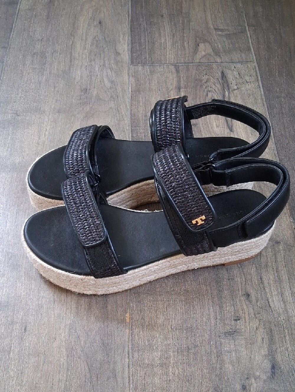 Tory Burch Wedge Velcro Two Atrap Sandals Size 9 - Picture 3 of 5